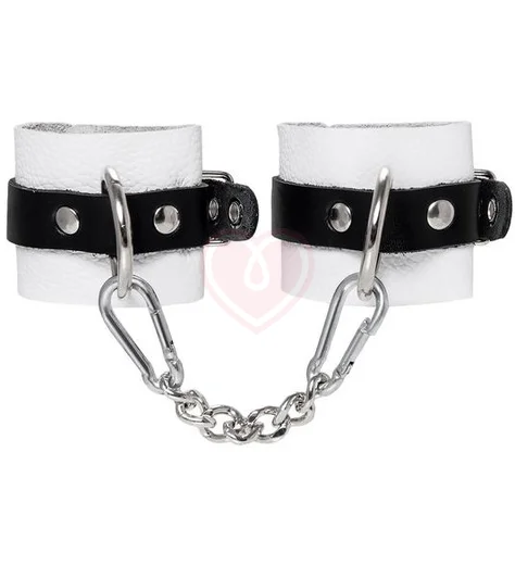 Мягкие наручники с люверсами Pecado BDSM белые с черным фото 1