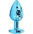 Текстурная алюминиевая анальная пробка Kanikule Large с кристаллом голубая фото 1