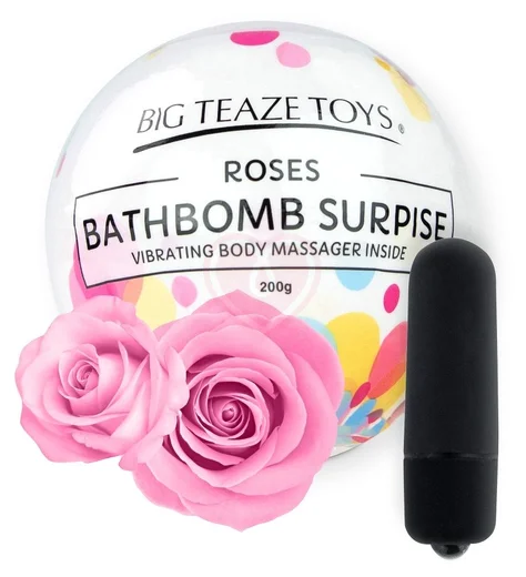 Бомбочка для ванны с вибропулей внутри Bath Bomb Surprise аромат розы фото 1