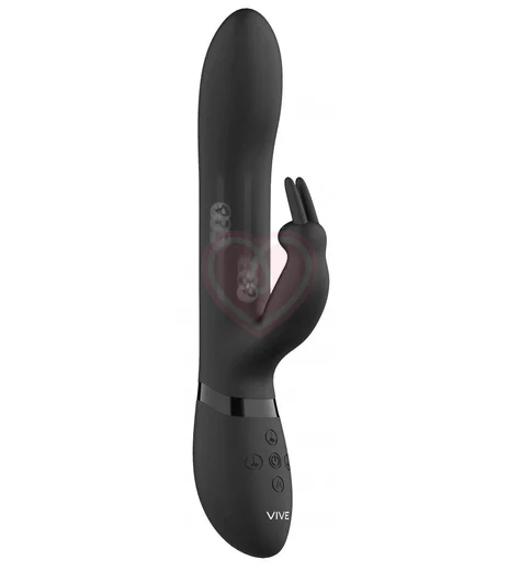 Вибратор Amoris с двигающимися бусинами и клиторальным стимулятором чёрный фото 1