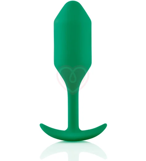 Утяжелённая анальная пробка для ношения b-Vibe Snug Plug 2 малая зеленая фото 1