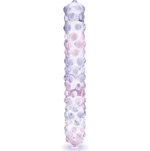 Стеклянный фаллоимитатор с пупырышками Glas Purple Rose