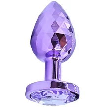 Текстурная алюминиевая анальная пробка Kanikule Medium с кристаллом фиолетовая