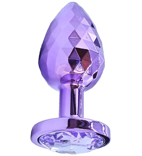 Текстурная алюминиевая анальная пробка Kanikule Medium с кристаллом фиолетовая фото 1