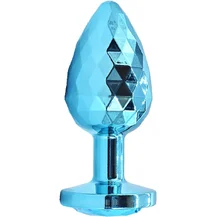 Текстурная алюминиевая анальная пробка Kanikule Small с кристаллом голубая