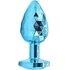 Текстурная алюминиевая анальная пробка Kanikule Small с кристаллом голубая фото 1