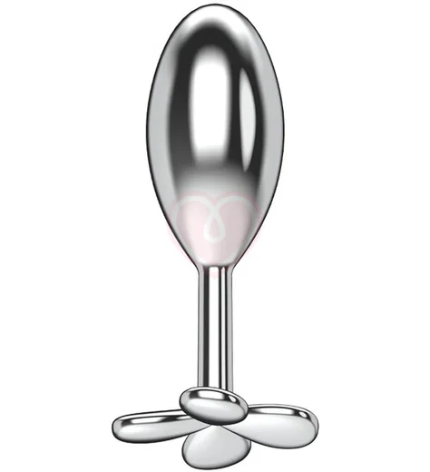 Алюминиевая анальная пробка-капля Kanikule с серебряным цветком фото 1