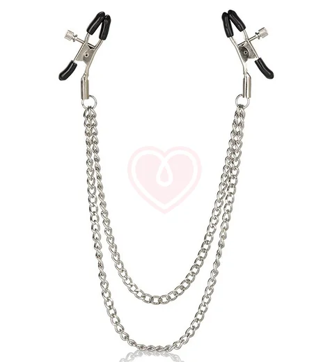 Зажимы на соски с двойной цепочкой Nipple Play Tiered Clamps фото 1