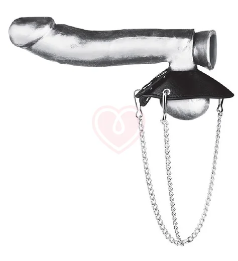 Кожаная утяжка для мошонки с металлическими цепочками 3,5 Parachute Ball Stretcher фото 1