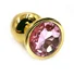 Маленькая золотая алюминиевая анальная пробка Small с розовым стразом фото 1
