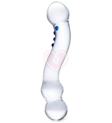 Изогнутый стеклянный стимулятор Textured G-Spot Glass Dildo прозрачный фото 1