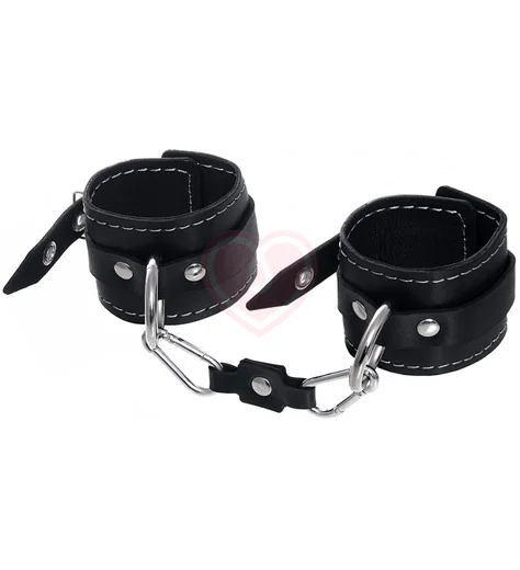 Двухслойные наручники Pecado BDSM с карабинами черные фото 1