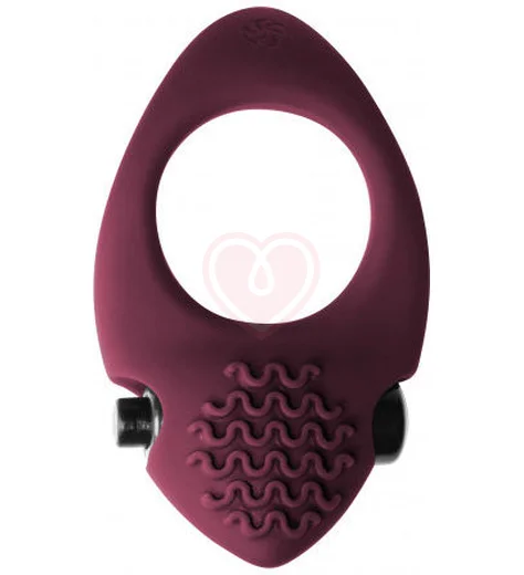 Эрекционное кольцо с вибропулей Pure Passion Midnight бордовое фото 1