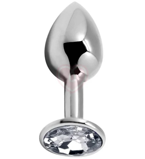Анальная пробка Alive Mini Metal Butt Plug S с прозрачным кристаллом фото 1