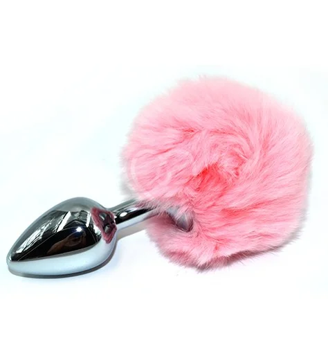 Анальная пробка с розовым заячьим хвостиком фото 1