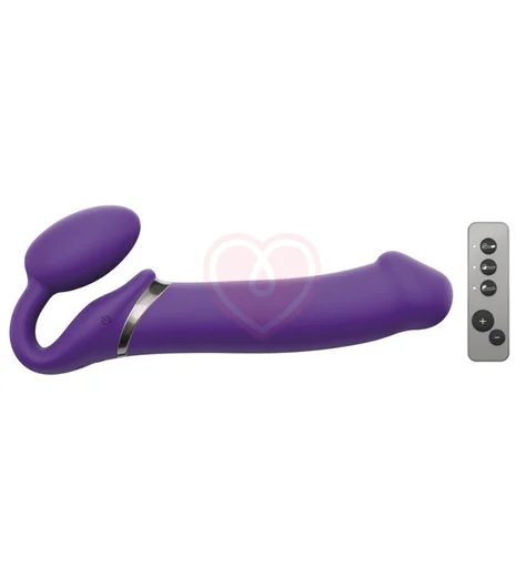 Безремневой страпон с вибрацией и пультом управления Strap-on-me XL фиолетовый фото 1