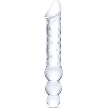 Двусторонний стеклянный рельефный фаллоимитатор Glas Double Ended