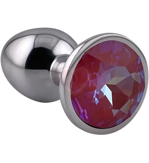 Алюминиевая анальная пробка Kanikule Small с розово-перламутровым кристаллом фото 1