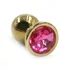 Маленькая золотая алюминиевая анальная пробка Small с малиновым стразом фото 1