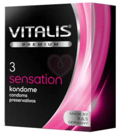Розовые презервативы с кольцами и пупырышками Vitalis Premium Sensation 3 шт фото 1