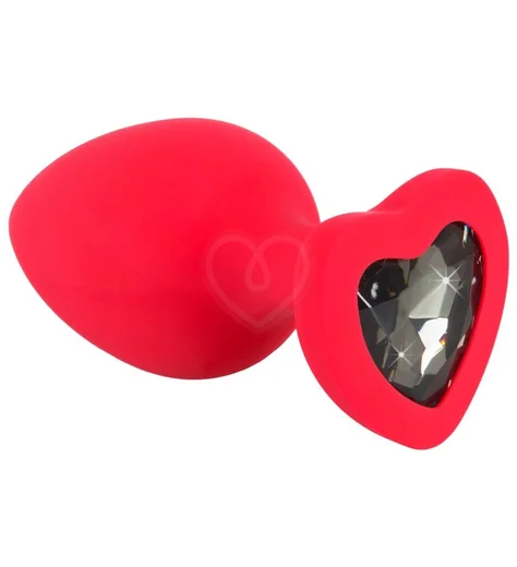 Большая анальная пробка You2Toys с чёрным кристаллом-сердечко фото 1