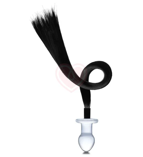 Стеклянная анальная пробка Glas Horse Tail с хвостом фото 1