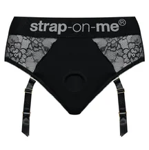 Кружевной пояс для страпона с подвязками Strap-On-Me Harness Lingerie Diva чёрный