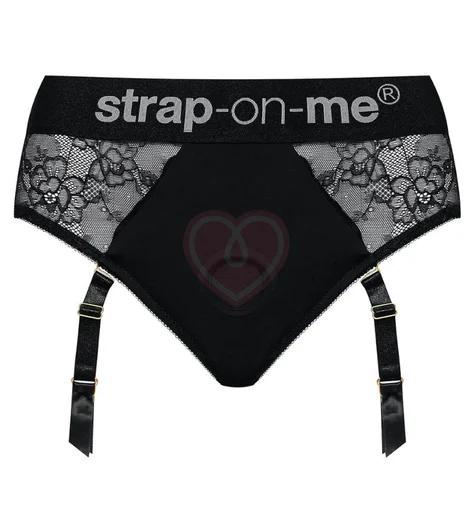 Кружевной пояс для страпона с подвязками Strap-On-Me Harness Lingerie Diva чёрный фото 1