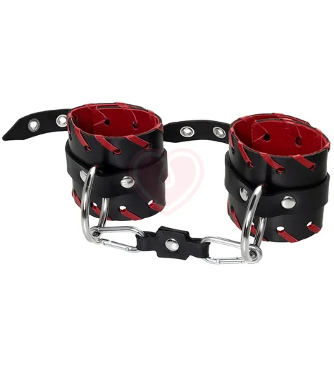 Наручники с красной окантовкой Pecado BDSM черные фото 1