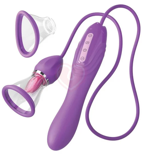 Вибратор с вакуумной помпой и язычком Ultimate Pleasure Max фото 1