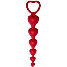 Анальная цепочка Love Beam Le Frivole с бусинами-сердечками вишнёвого цвета