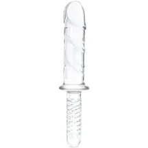 Стеклянный фаллоимитатор с ручкой Girthy Cock Double Ended With Handle прозрачный