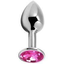 Анальная пробка Alive Mini Metal Butt Plug S с розовым кристаллом