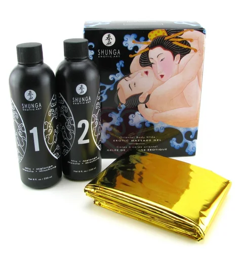 Набор массажных гелей 2в1 для скользкого секса Shunga Экзотические фрукты 2х250 мл фото 1