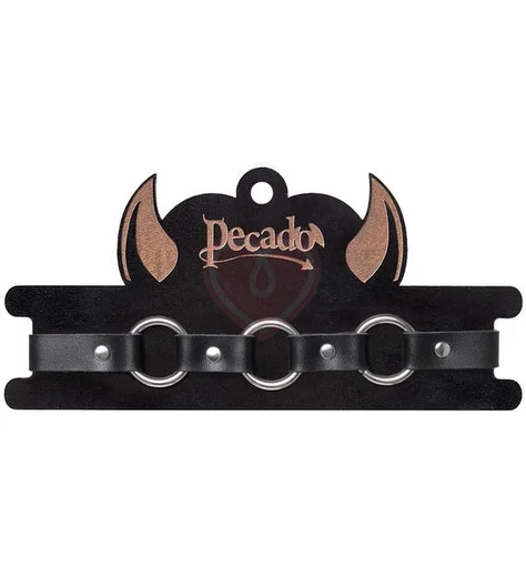 Чокер с тремя кольцами Pecado BDSM черный фото 6