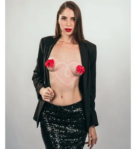 Пэстисы Burlesque Blaze круги с бантиками красные фото 4