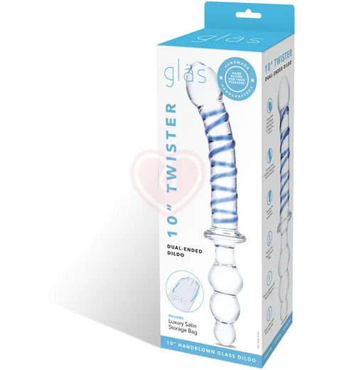 Двусторонний стеклянный рельефный фаллоимитатор Glas Twister фото 6