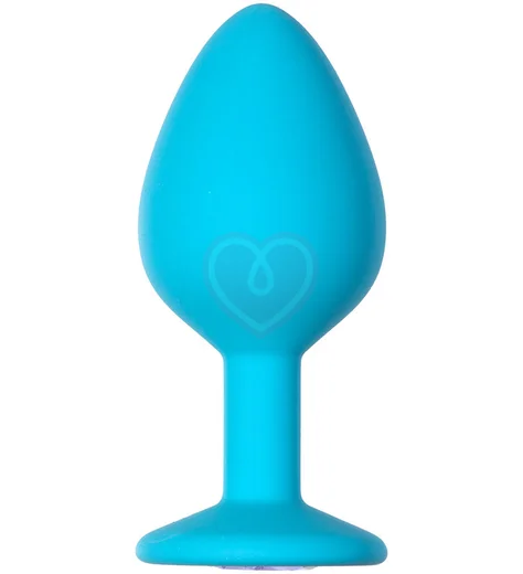 Средняя анальная пробка Emotions Cutie Medium бирюзовая с фиолетовым кристаллом фото 2