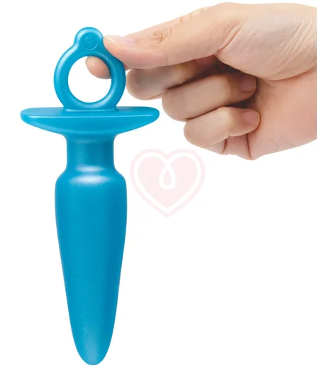 Анальная пробка с ограничительным кольцом Sleek Plug голубая фото 4