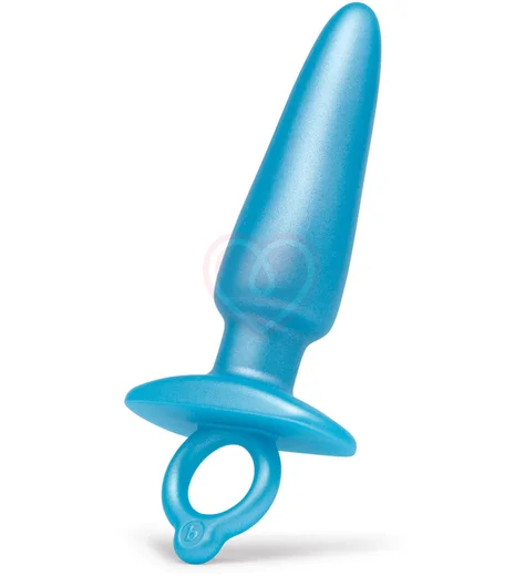 Анальная пробка с ограничительным кольцом Sleek Plug голубая фото 5