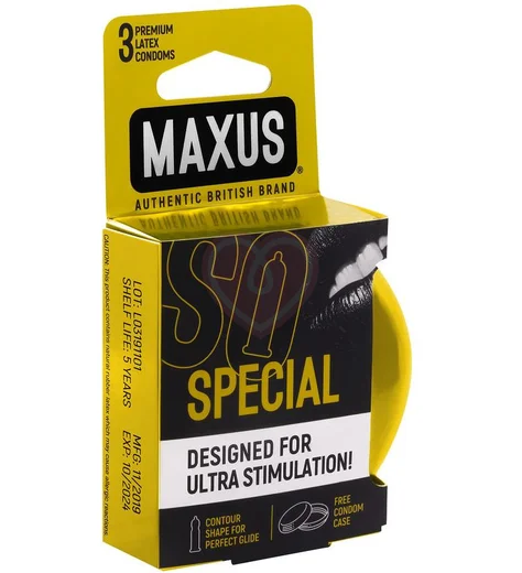 Презервативы с точками и рёбрами Maxus Special 3 шт с кейсом фото 1
