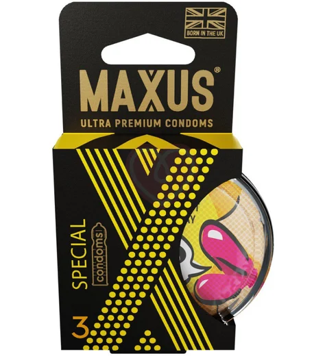 Презервативы с точками и рёбрами Maxus Air Special 3 шт с пластиковым кейсом фото 1