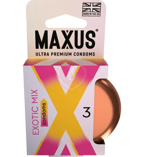 Ароматизированные цветные презервативы Maxus Exotic Mix 3 шт с кейсом фото 1