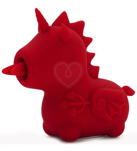 Клиторальный вибратор Unihorn Blaze Diablo со стимуляцией язычком красный фото 1