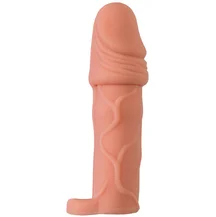 Насадка удлинитель с крайней плотью и кольцом на мошонку XLover by Toyfa телесная