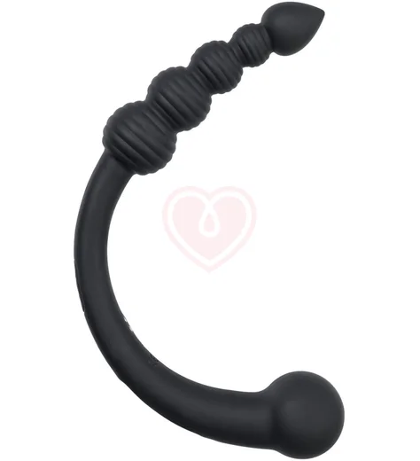 Двусторонний вибратор с анальной цепочкой Black Red by Toyfa чёрный фото 1