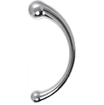 Двусторонний изогнутый металлический фаллоимитатор Metal by Toyfa серебристый