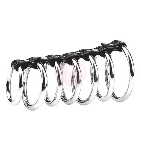 Тяжёлый хомут на пенис с 7 металлическими кольцами Gates of Hell фото 2