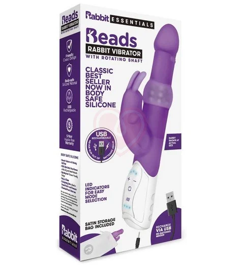 Вибратор хай-тек с ротацией Beads Rabbit фиолетовый фото 4