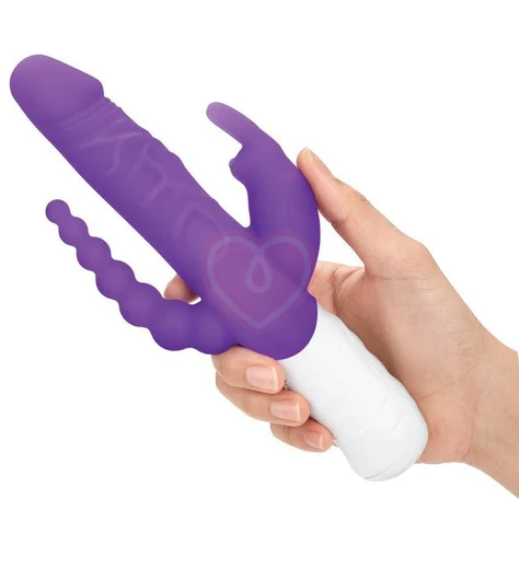 Реалистичный вибратор хай-тек для двойного проникновения Rabbit фиолетовый фото 3